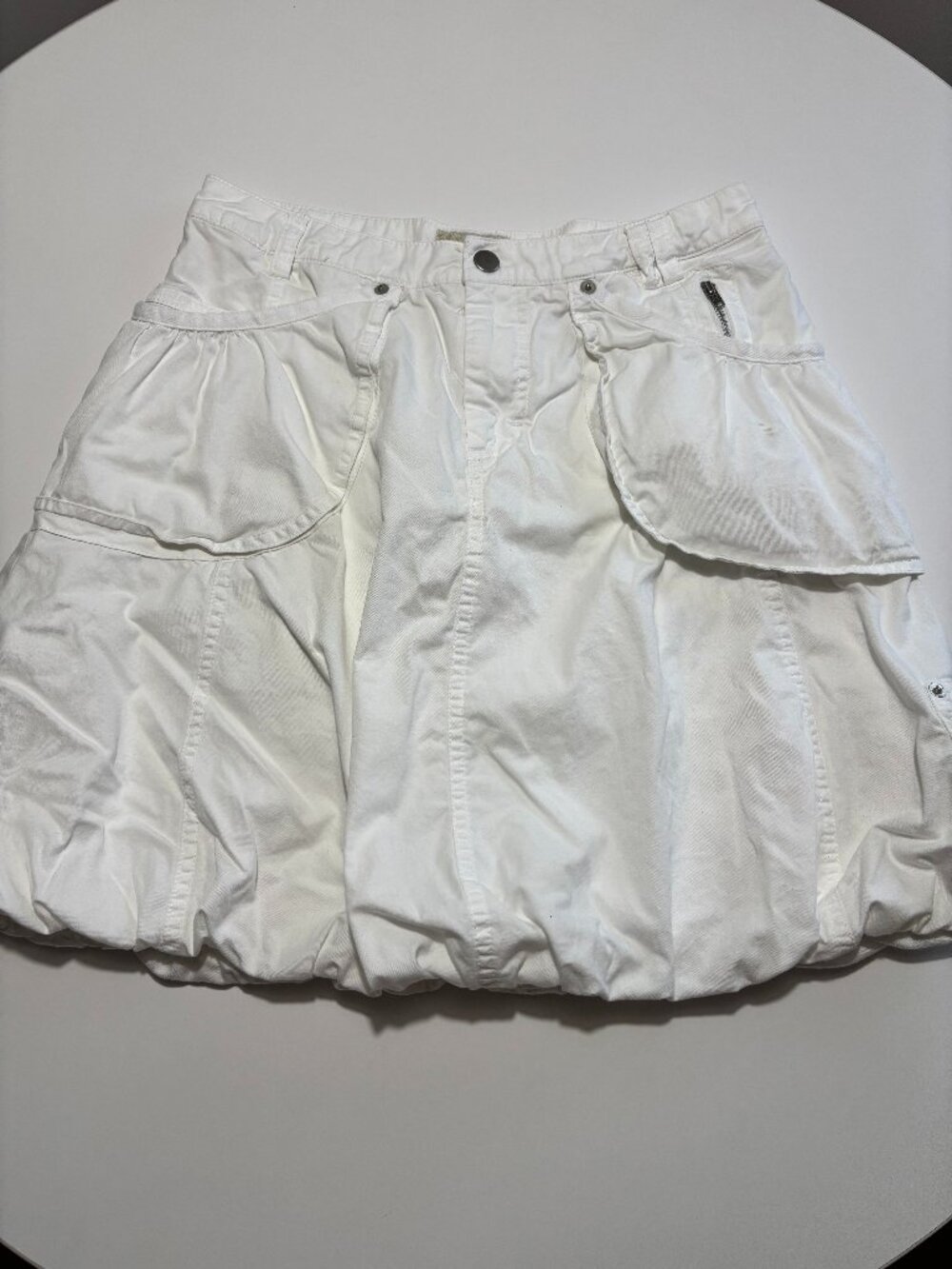 Miss Bisou White Y2K Utility Cotton Bubble Skirt